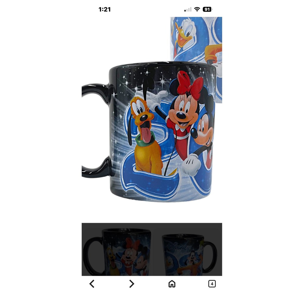 Disney‎ Mickey Mouse Pluto Minnie Donald Goofy Character Mug Black Ceramic